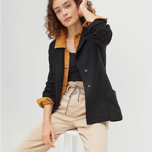 Maeve Jackets & Blazers - MAEVE Black Soft Sweater Knit Blazer Snap Closure Black Benni US M